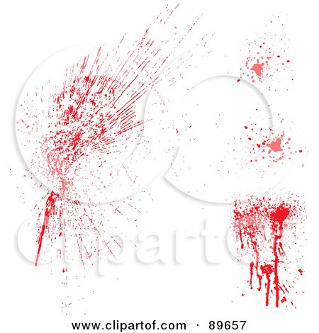 Royalty-Free (RF) Clipart Illustration of a Digital Collage Of Red Blood Splatter Elements On White by BestVector