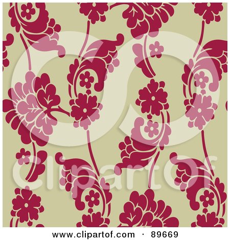 Royalty-Free (RF) Clipart Illustration of a Seamless Floral Pattern Background - Version 65 by BestVector