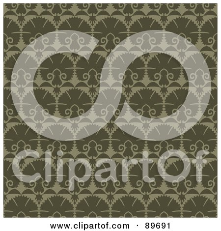 Royalty-Free (RF) Clipart Illustration of a Seamless Green Shell Pattern Background by BestVector