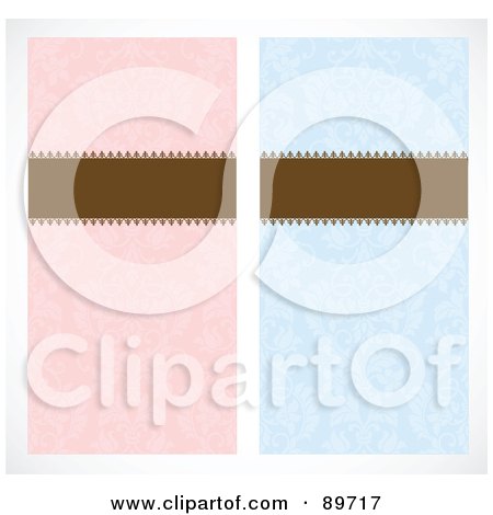 Royalty-Free (RF) Clipart Illustration of a Digital Collage Of Pink And Blue Background With Brown Text Boxes by BestVector
