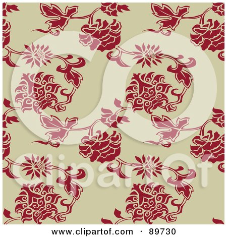 Royalty-Free (RF) Clipart Illustration of a Seamless Floral Pattern Background - Version 64 by BestVector