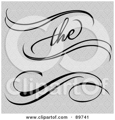 Royalty-Free (RF) Clipart Illustration of a Digital Collage Of The End And Swirl Designs Over Gray by BestVector