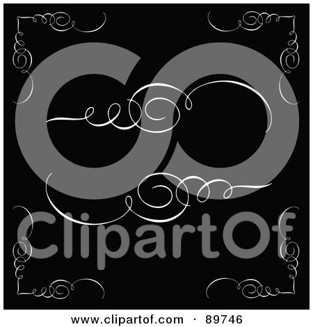 Royalty-Free (RF) Clipart Illustration of a Digital Collage Of Swirly Design Elements And Corners On Black by BestVector