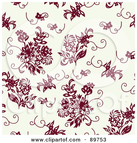 Royalty-Free (RF) Clipart Illustration of a Seamless Floral Pattern Background - Version 30 by BestVector