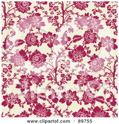 Royalty-Free (RF) Clipart Illustration of a Seamless Floral Pattern Background - Version 59 by BestVector