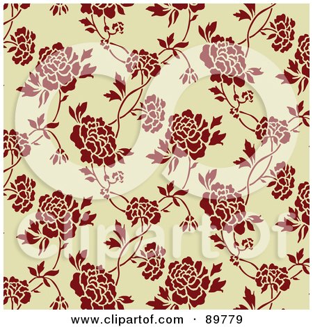 Royalty-Free (RF) Clipart Illustration of a Seamless Floral Pattern Background - Version 27 by BestVector