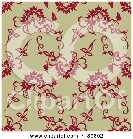 Royalty-Free (RF) Clipart Illustration of a Seamless Floral Pattern Background - Version 34 by BestVector