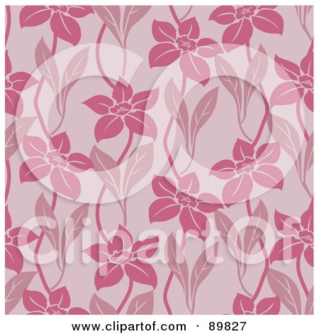 Royalty-Free (RF) Clipart Illustration of a Seamless Floral Pattern Background - Version 19 by BestVector
