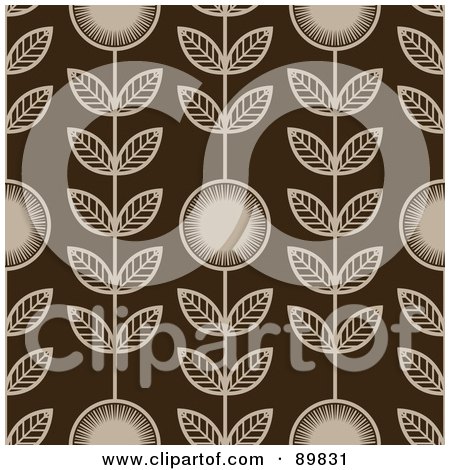 Royalty-Free (RF) Clipart Illustration of a Seamless Leaf Pattern Background - Version 2 by BestVector
