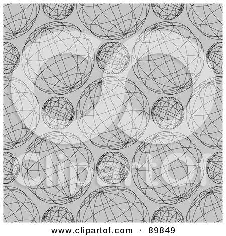 Royalty-Free (RF) Clipart Illustration of a Seamless Gray Globe Pattern Background by BestVector