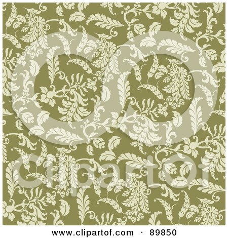 Royalty-Free (RF) Clipart Illustration of a Seamless Floral Pattern Background - Version 11 by BestVector