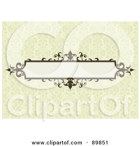 Royalty-Free (RF) Clipart Illustration of a Pastel Yellow Floral Background With An Ornate Brown Text Box by BestVector