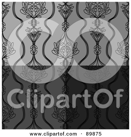 Royalty-Free (RF) Clipart Illustration of a Gradient Gray Floral Background by BestVector