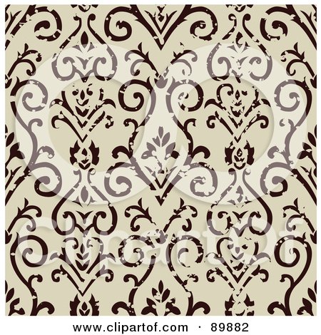 Royalty-Free (RF) Clipart Illustration of a Seamless Ornate Floral Pattern Background - Version 1 by BestVector