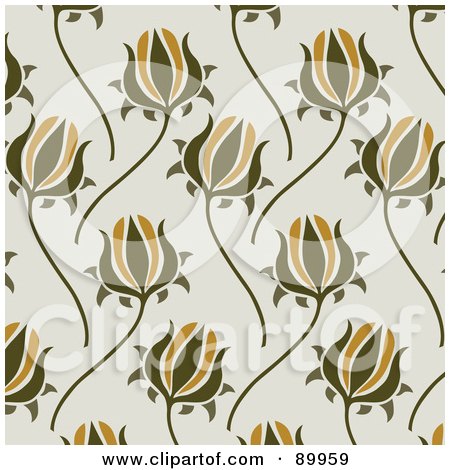 Royalty-Free (RF) Clipart Illustration of a Seamless Floral Pattern Background - Version 9 by BestVector