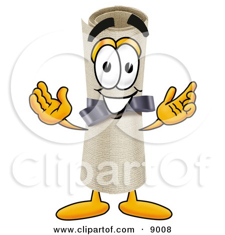 Clipart Picture of a Diploma Mascot Cartoon Character With Welcoming Open Arms by Mascot Junction