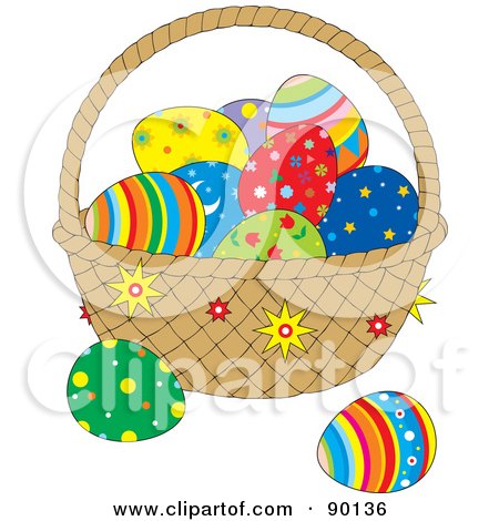 Royalty-Free (RF) Clipart Illustration of an Easter Basket With Patterned Eggs by Alex Bannykh