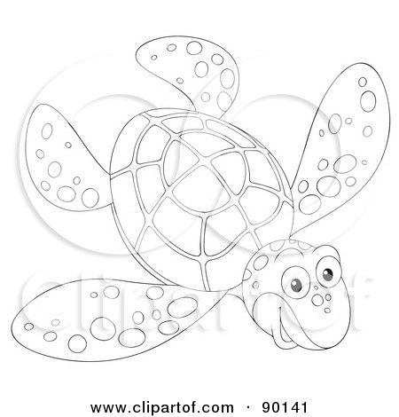 Royalty-Free (RF) Clipart Illustration of an Outlined Spotted Sea Turtle by Alex Bannykh