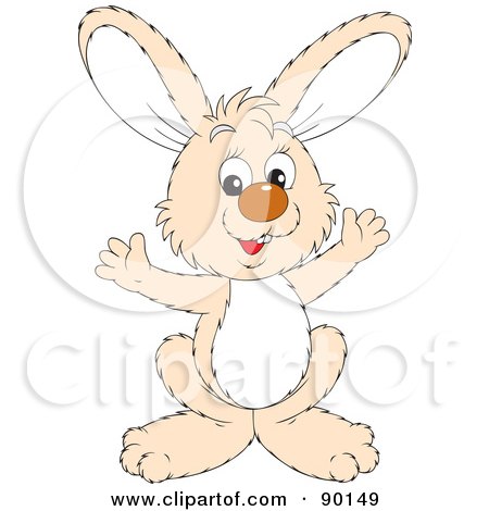 Royalty-Free (RF) Clipart Illustration of a Happy Beige And White Bunny Rabbit by Alex Bannykh