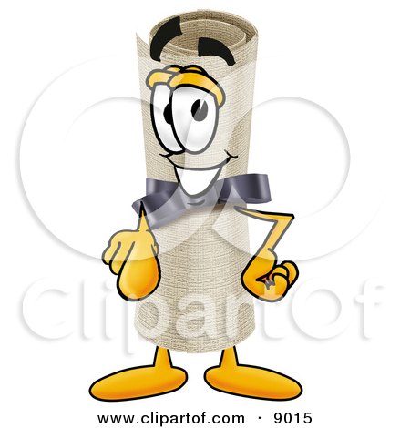Clipart Picture of a Diploma Mascot Cartoon Character Pointing at the Viewer by Mascot Junction