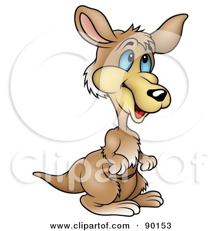 Royalty-Free (RF) Clipart Illustration of a Blue Eyed Kangaroo Facing Right by dero