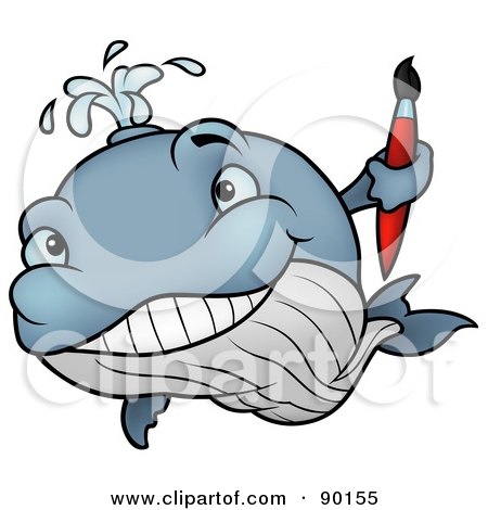 Royalty-Free (RF) Clipart Illustration of a Creative Whale Holding A Paint Brush by dero
