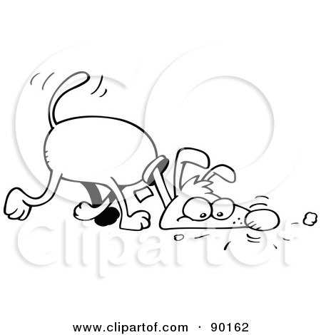 Royalty-Free (RF) Clipart Illustration of an Outlined Toon Dog Sniffing by gnurf