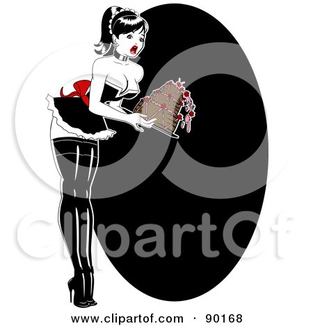 Royalty-Free (RF) Clipart Illustration of a Sexy Retro Pinup Woman Dropping A Cake by r formidable