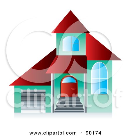 Royalty-Free (RF) Clipart Illustration of a 3d Green And Red Home Page App Button by MilsiArt