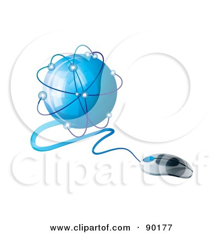 Royalty-Free (RF) Clipart Illustration of a 3d Global Communications App Icon With A Mouse And Globe by MilsiArt