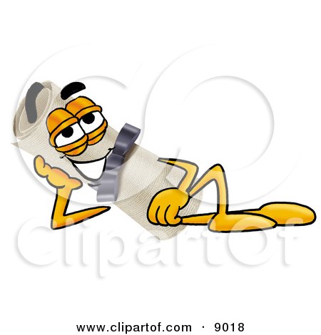 Clipart Picture of a Diploma Mascot Cartoon Character Resting His Head on His Hand by Mascot Junction