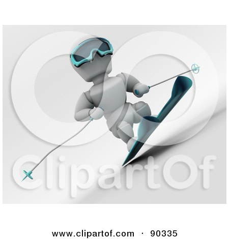 Royalty-Free (RF) Clipart Illustration of a 3d White Character Skiing - Version 3 by KJ Pargeter