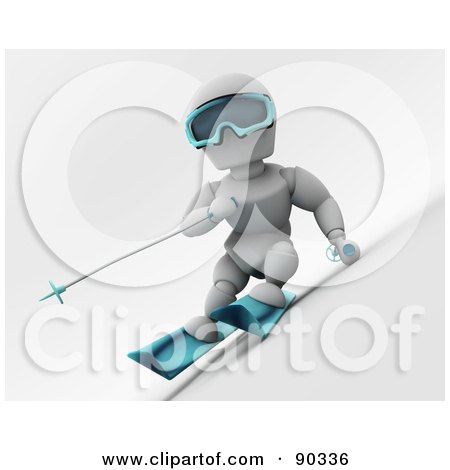 Royalty-Free (RF) Clipart Illustration of a 3d White Character Skiing - Version 2 by KJ Pargeter