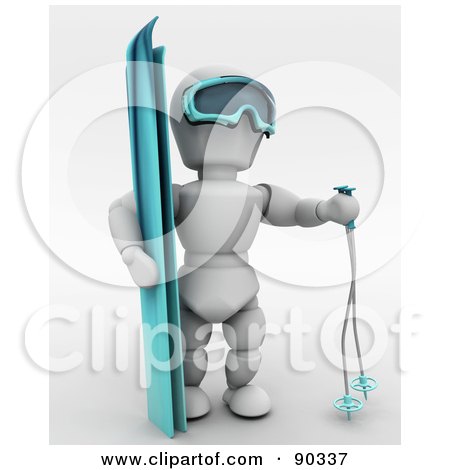Royalty-Free (RF) Clipart Illustration of a 3d White Character Skiing - Version 4 by KJ Pargeter