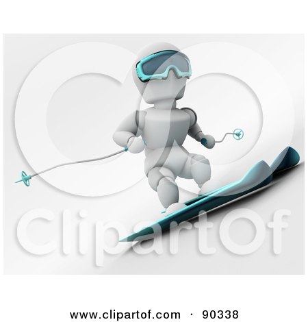 Royalty-Free (RF) Clipart Illustration of a 3d White Character Skiing - Version 1 by KJ Pargeter