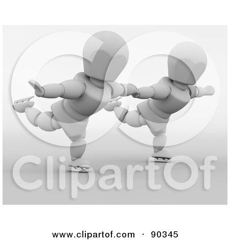 Royalty-Free (RF) Clipart Illustration of a 3d Figure Skating White Character Pair - Version 1 by KJ Pargeter