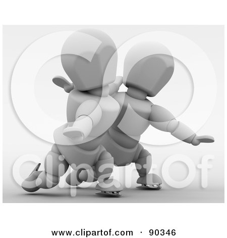 Royalty-Free (RF) Clipart Illustration of a 3d Figure Skating White Character Pair - Version 2 by KJ Pargeter