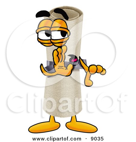 Clipart Picture of a Diploma Mascot Cartoon Character Whispering and Gossiping by Mascot Junction