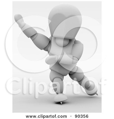 Royalty-Free (RF) Clipart Illustration of a 3d White Character Speed Skater by KJ Pargeter