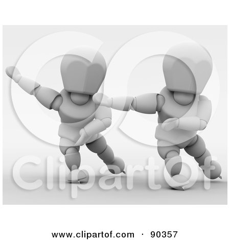 Royalty-Free (RF) Clipart Illustration of 3d White Character Speed Skaters - Version 1 by KJ Pargeter