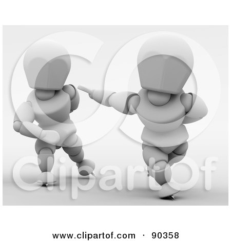 Royalty-Free (RF) Clipart Illustration of 3d White Character Speed Skaters - Version 2 by KJ Pargeter