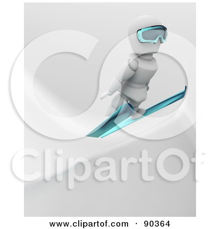 Royalty-Free (RF) Clipart Illustration of a 3d White Character Skiing - Version 6 by KJ Pargeter