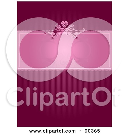 Royalty-Free (RF) Clipart Illustration of a Valentines Day Background Of Pink Stripes Behind A Blank Pink Text Box by KJ Pargeter