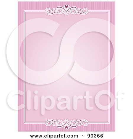 Royalty-Free (RF) Clipart Illustration of a Pink Background With Borders And Heart Flourishes Around Copyspace by KJ Pargeter