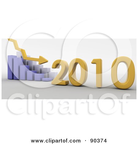 Royalty-Free (RF) Clipart Illustration of a 3d Blue Bar Graph Showing Loss In 2010 by KJ Pargeter