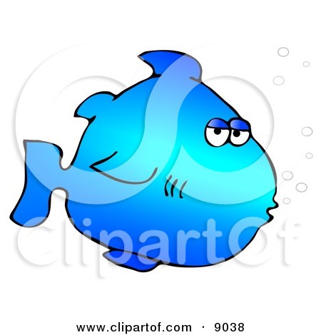 Blue Marine Fish With Bubbles Clipart Illustration by djart