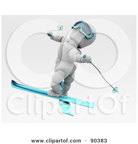 Royalty-Free (RF) Clipart Illustration of a 3d White Character Skiing - Version 5 by KJ Pargeter