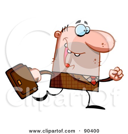 Royalty-Free (RF) Clipart Illustration of a Toon Businessman In A Brown Plaid Suit, Carrying A Briefcase by Hit Toon