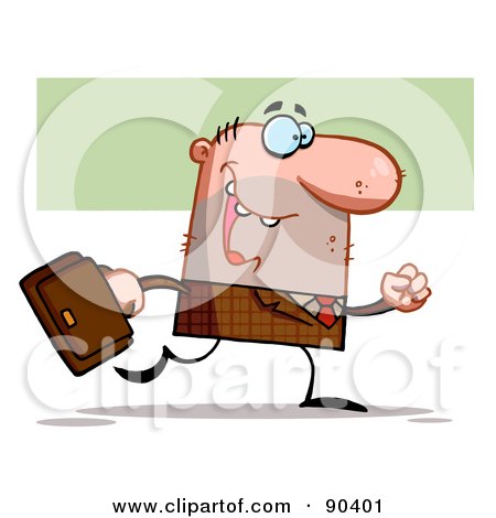 Royalty-Free (RF) Clipart Illustration of a Businses Toon Man In A Brown Plaid Suit, Carrying A Briefcase by Hit Toon