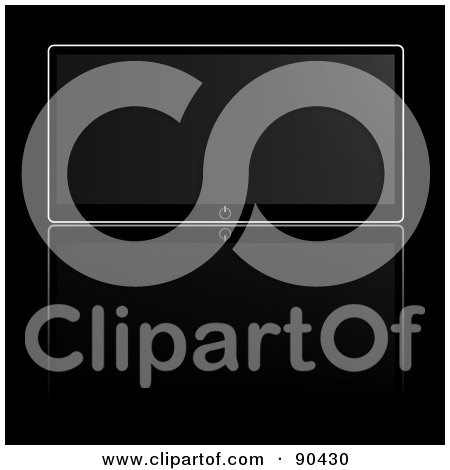 Royalty-Free (RF) Clipart Illustration of a Sleek Modern Television Over Reflective Black by oboy